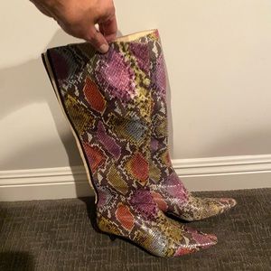 Snakeskin & Italian Leather Boots Isaac Mizrahi
